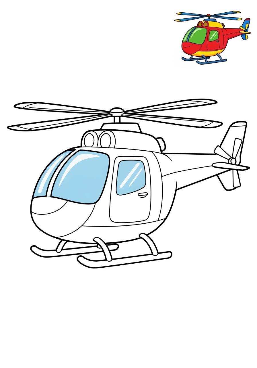 easy vehicles Air Transport helicopter kids coloring page 1