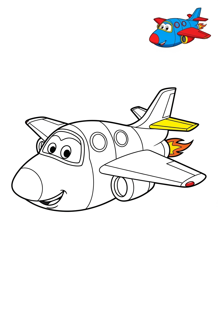 easy vehicles Air Transport jet kids coloring page 1