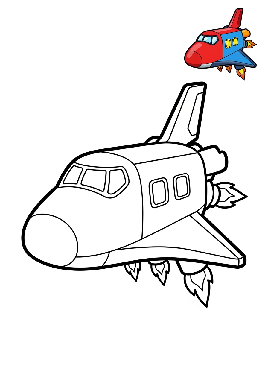 easy vehicles Air Transport space shuttle kids coloring page 0