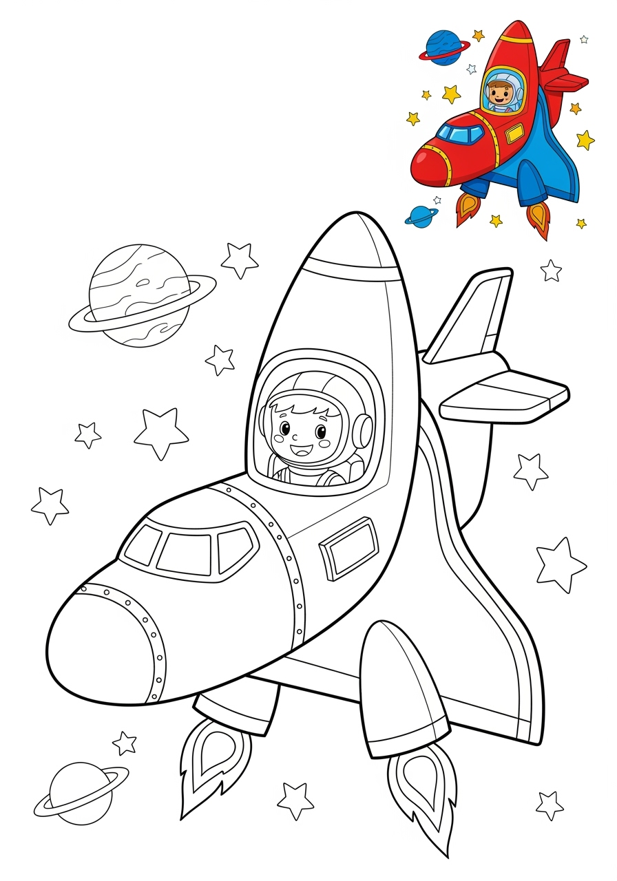 easy vehicles Air Transport space shuttle kids coloring page 1
