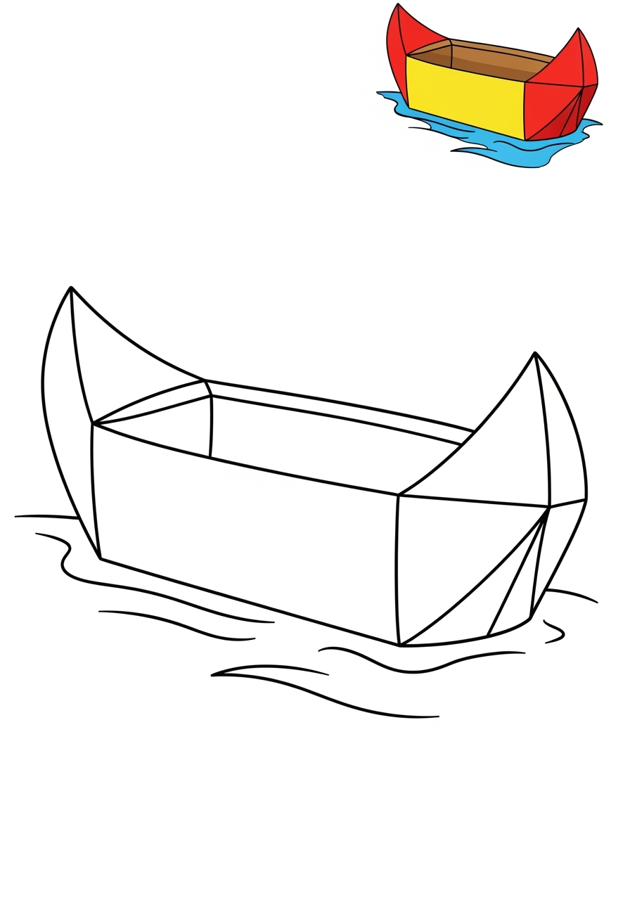 easy vehicles Water Transport canoe kids coloring page 0