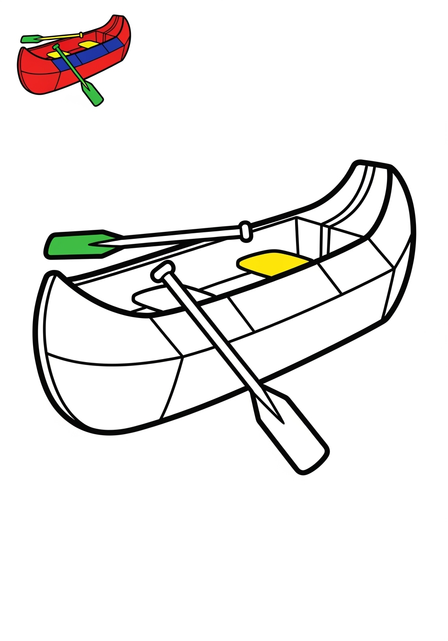 easy vehicles Water Transport canoe kids coloring page 1