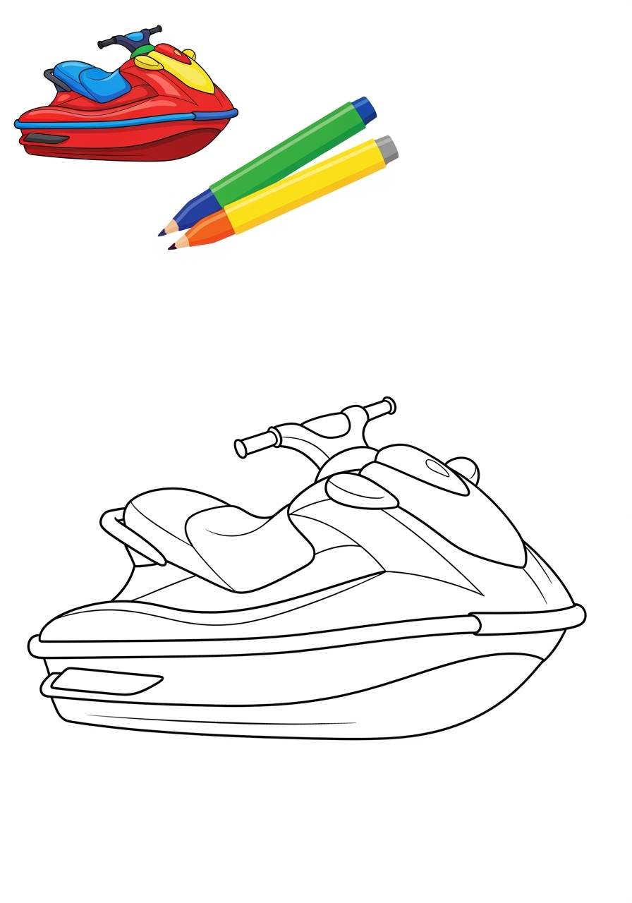 easy vehicles Water Transport jet ski kids coloring page 0