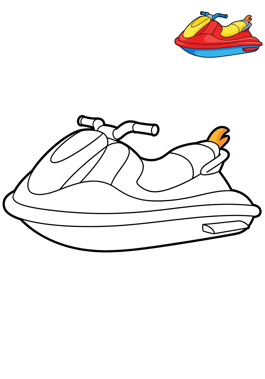 easy vehicles Water Transport jet ski kids coloring page 1