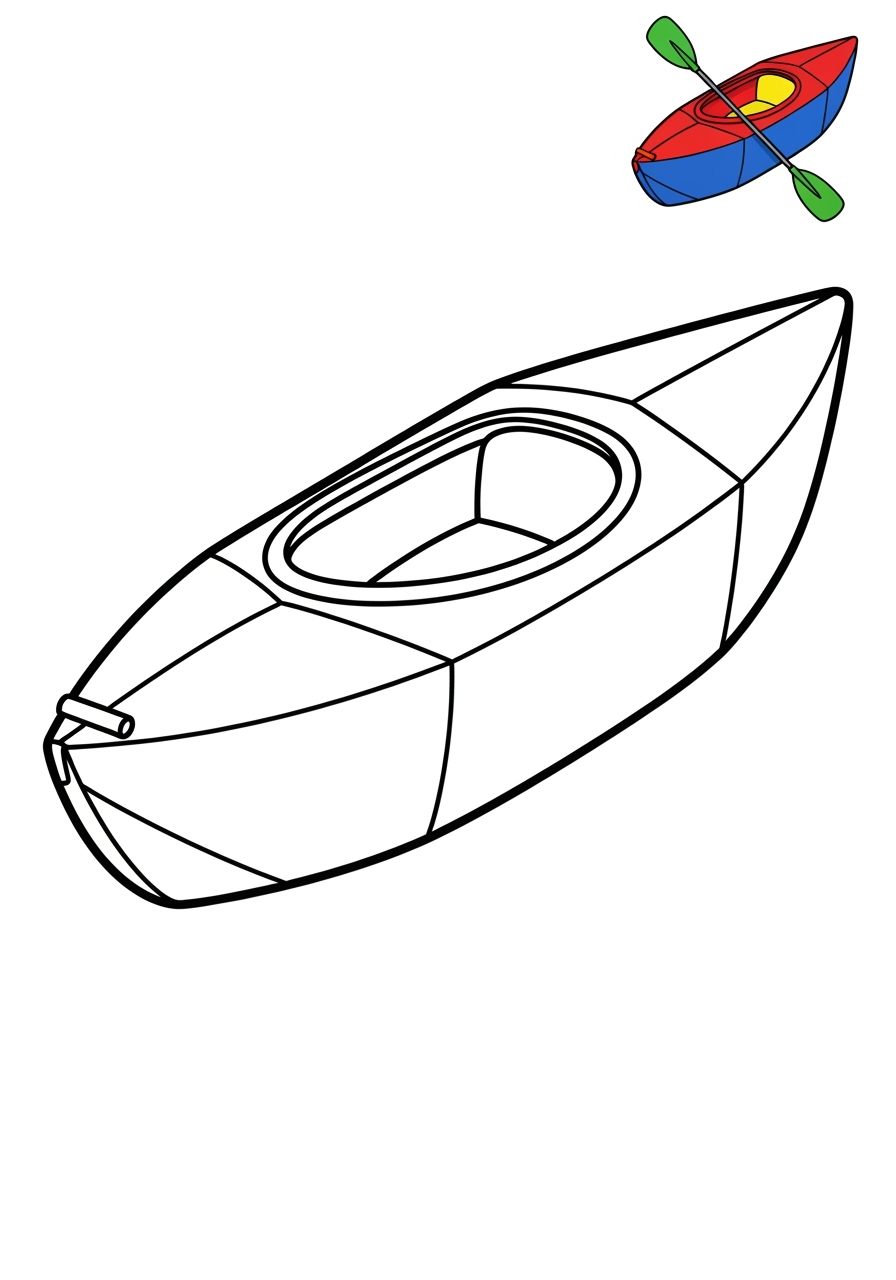 easy vehicles Water Transport kayak kids coloring page 0