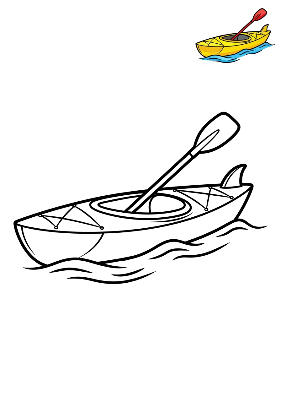 easy vehicles Water Transport kayak kids coloring page 1