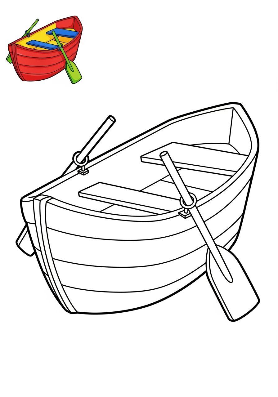 easy vehicles Water Transport rowboat kids coloring page 0
