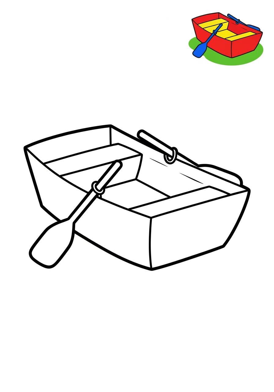 easy vehicles Water Transport rowboat kids coloring page 1
