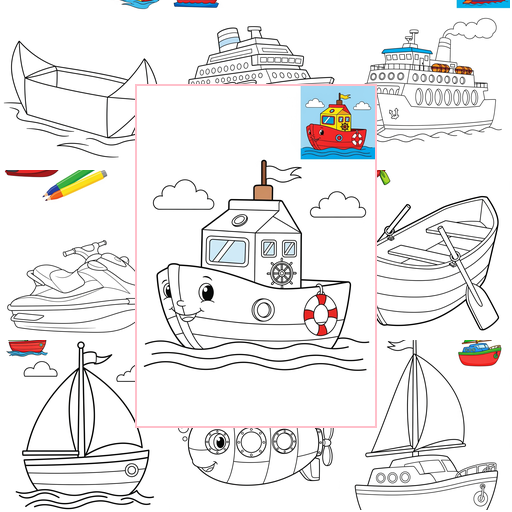 Easy Vehicles Water Transport Coloring Sheets Collections Thumbnail