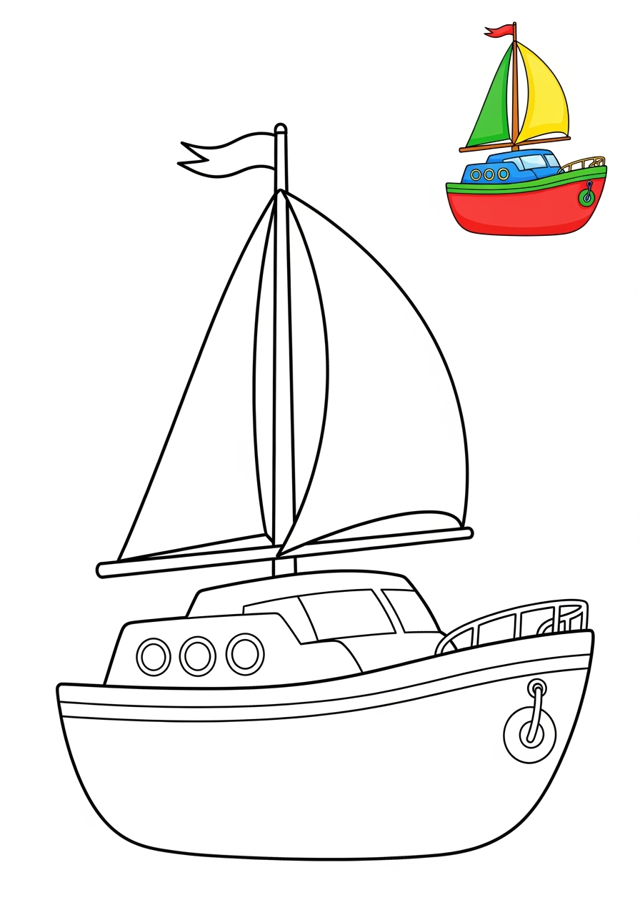 easy vehicles Water Transport yacht kids coloring page 0