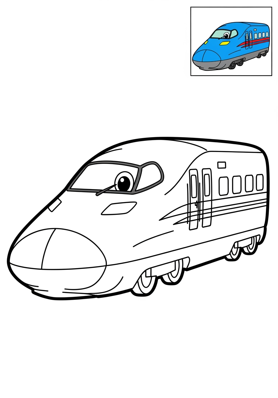 easy vehicles Rail Transport bullet train kids coloring page 0