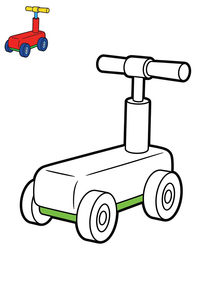 easy vehicles Rail Transport handcar kids coloring page 1