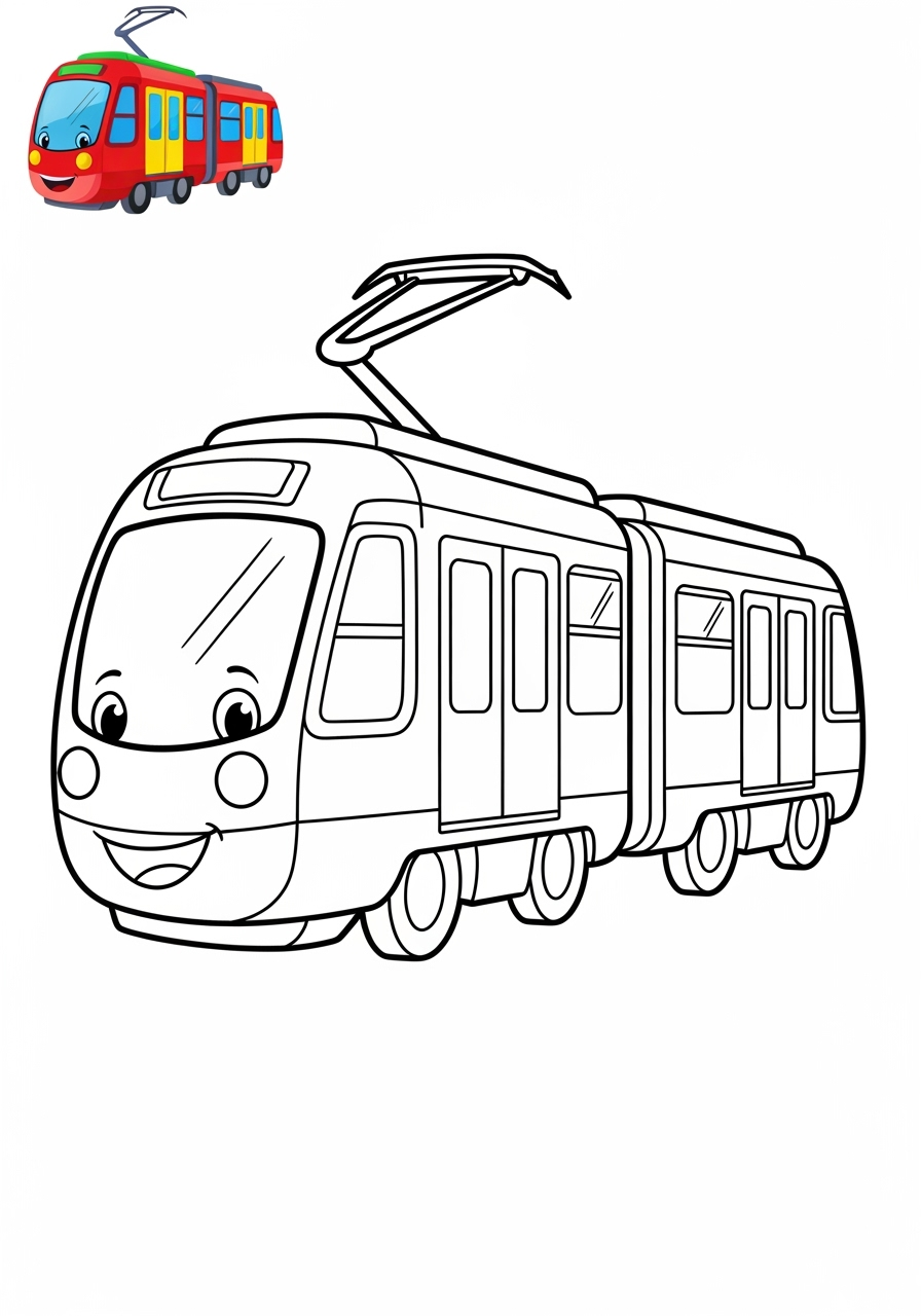 easy vehicles Rail Transport light rail kids coloring page 0