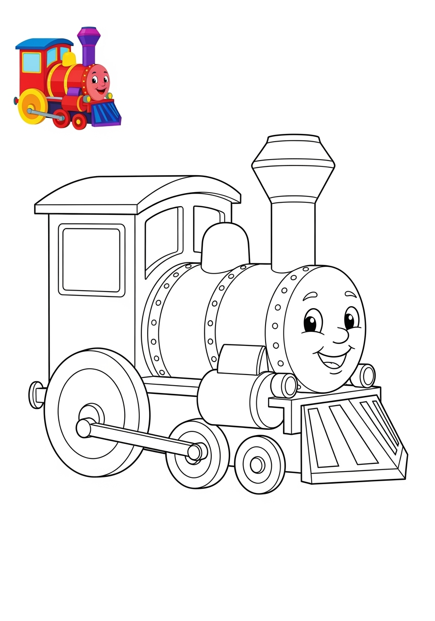 easy vehicles Rail Transport locomotive kids coloring page 0