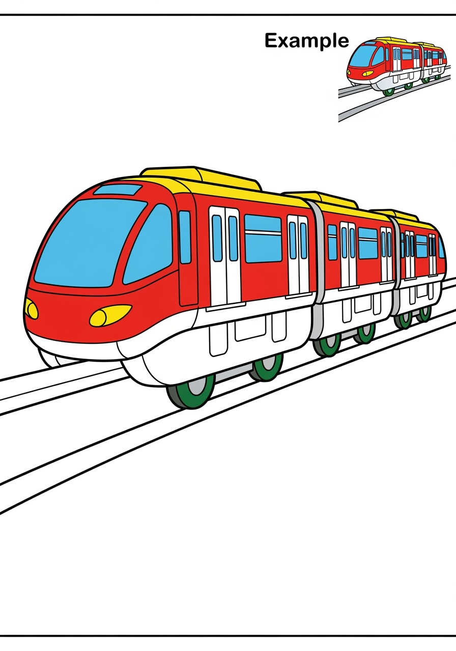 easy vehicles Rail Transport monorail kids coloring page 1