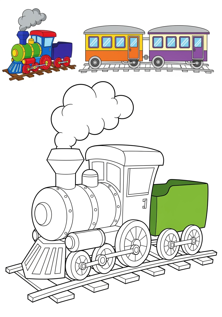 easy vehicles Rail Transport passenger train kids coloring page 0