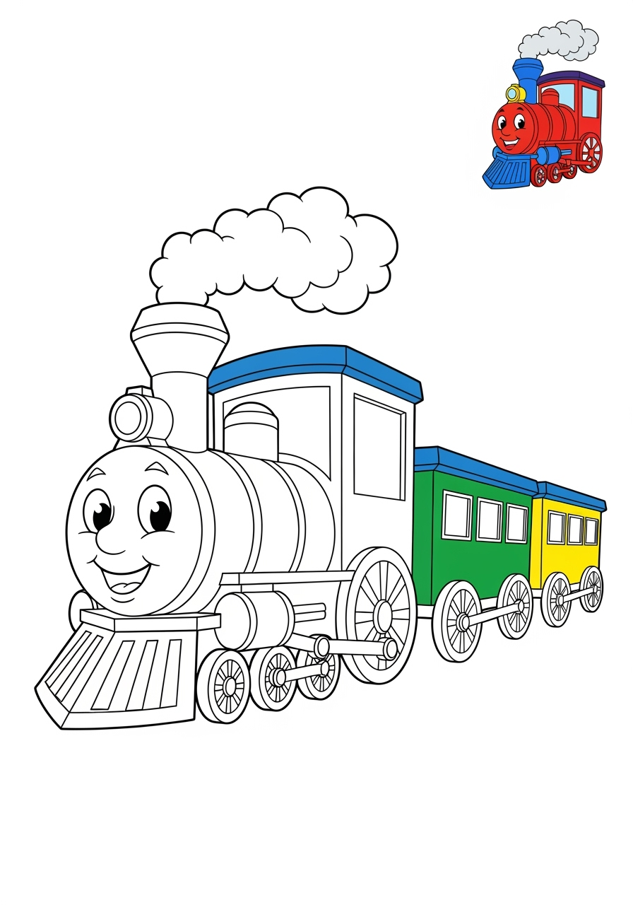 easy vehicles Rail Transport train kids coloring page 0