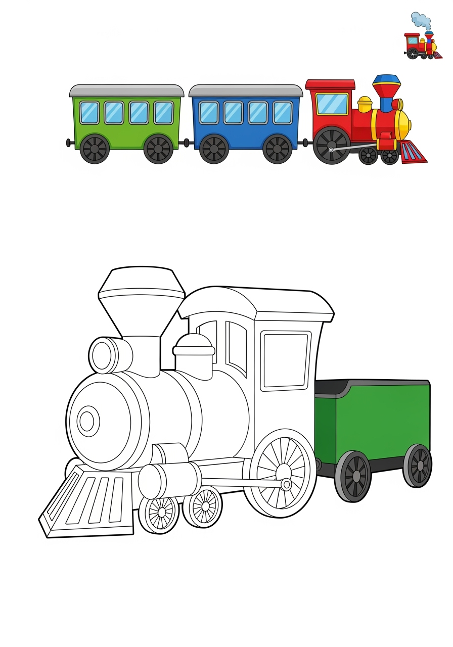 easy vehicles Rail Transport train kids coloring page 1