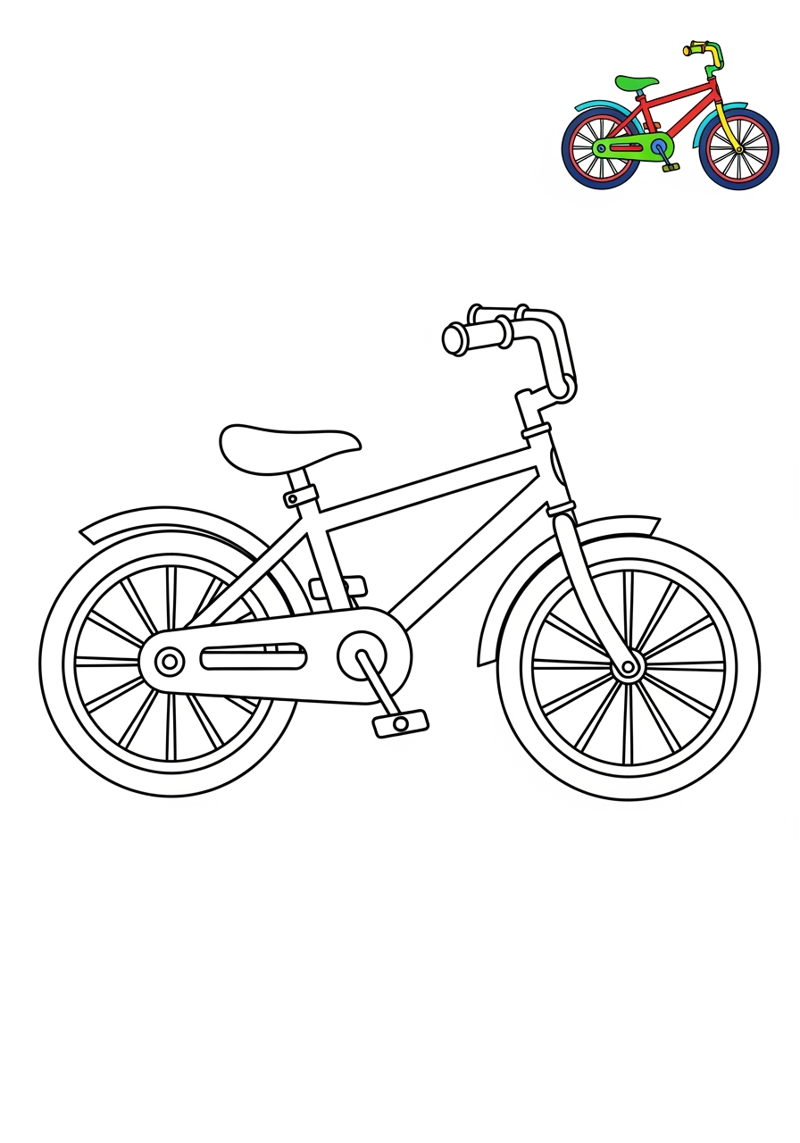 easy vehicles Two-Wheelers bicycle kids coloring page 0
