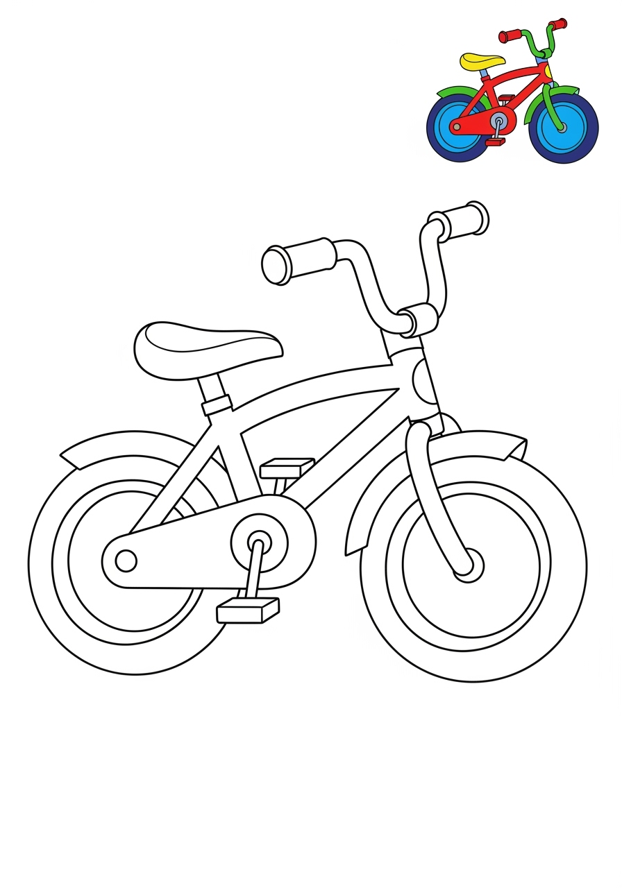 easy vehicles Two-Wheelers bicycle kids coloring page 1