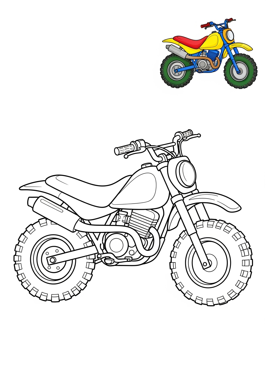 easy vehicles Two-Wheelers dirt bike kids coloring page 0