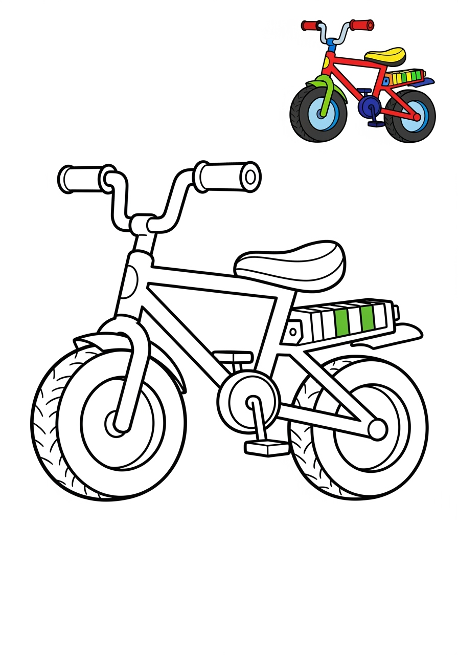 easy vehicles Two-Wheelers electric bike kids coloring page 0