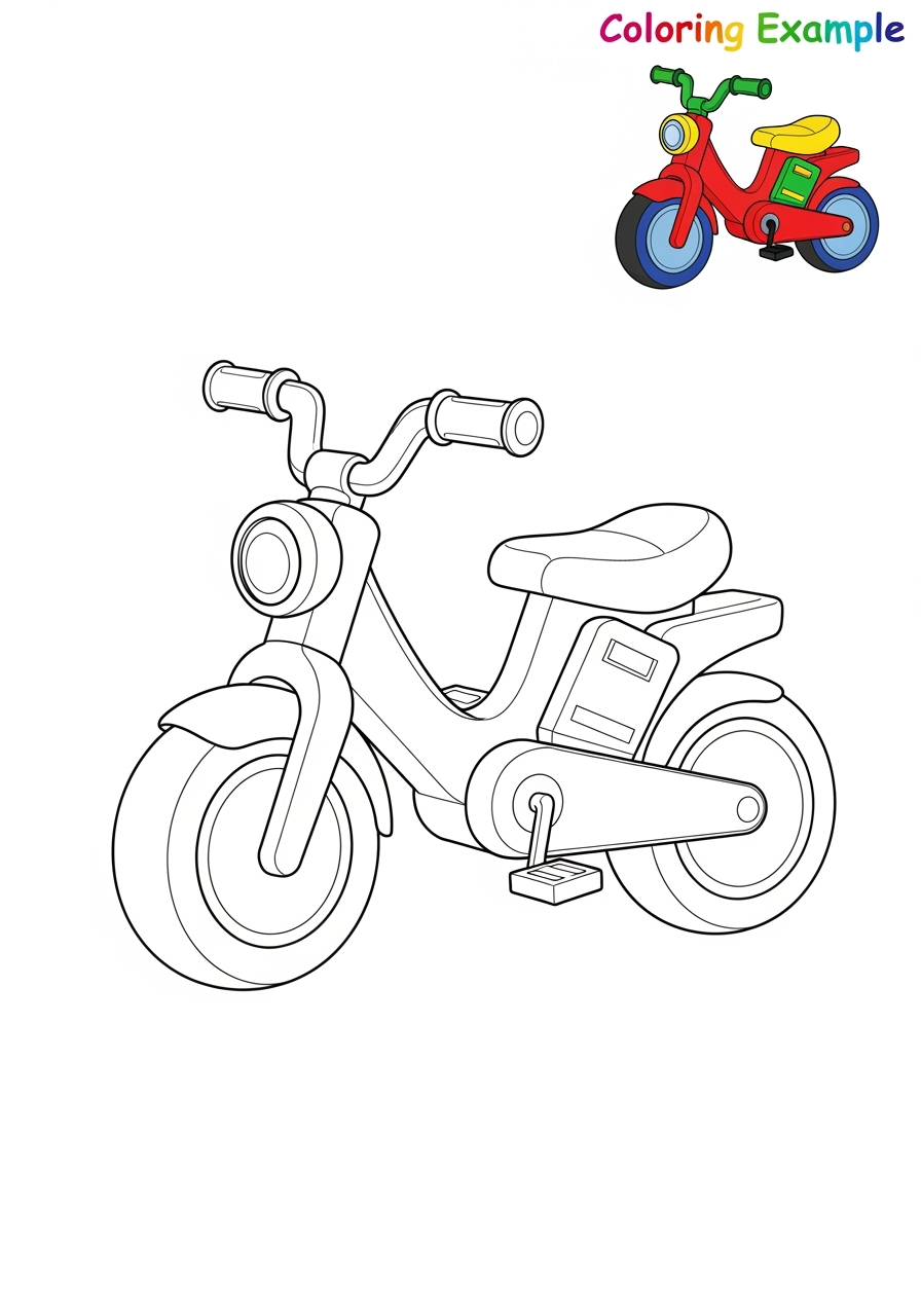 easy vehicles Two-Wheelers electric bike kids coloring page 1