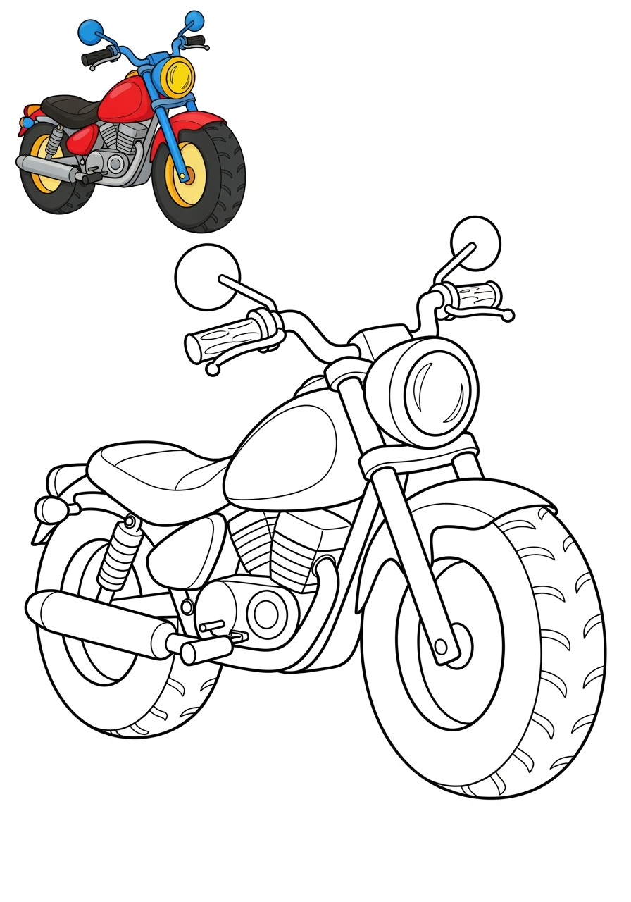 easy vehicles Two-Wheelers motorcycle kids coloring page 0
