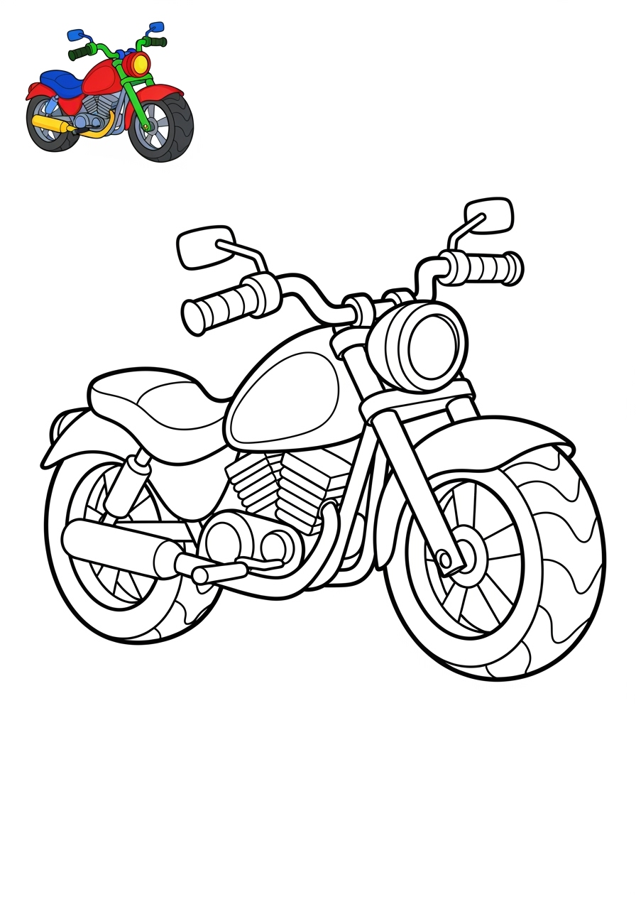 easy vehicles Two-Wheelers motorcycle kids coloring page 1