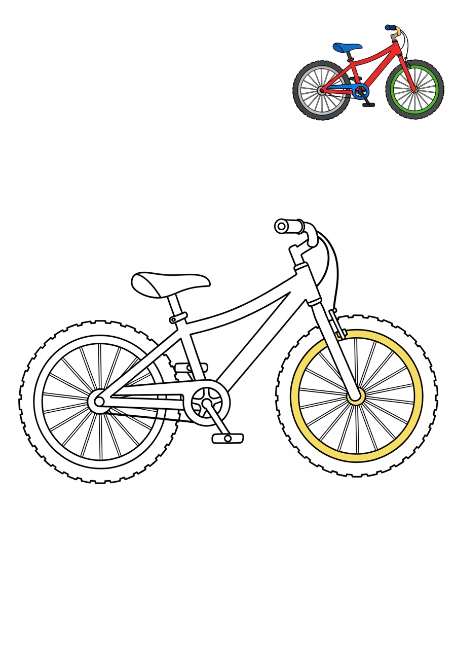 easy vehicles Two-Wheelers mountain bike kids coloring page 0