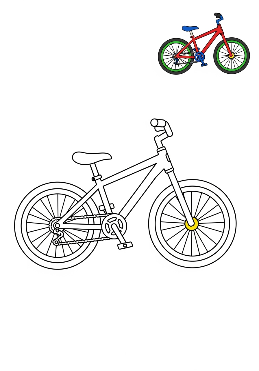 easy vehicles Two-Wheelers mountain bike kids coloring page 1