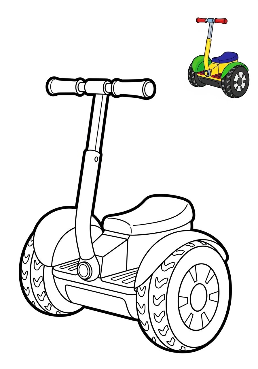 easy vehicles Two-Wheelers segway kids coloring page 0