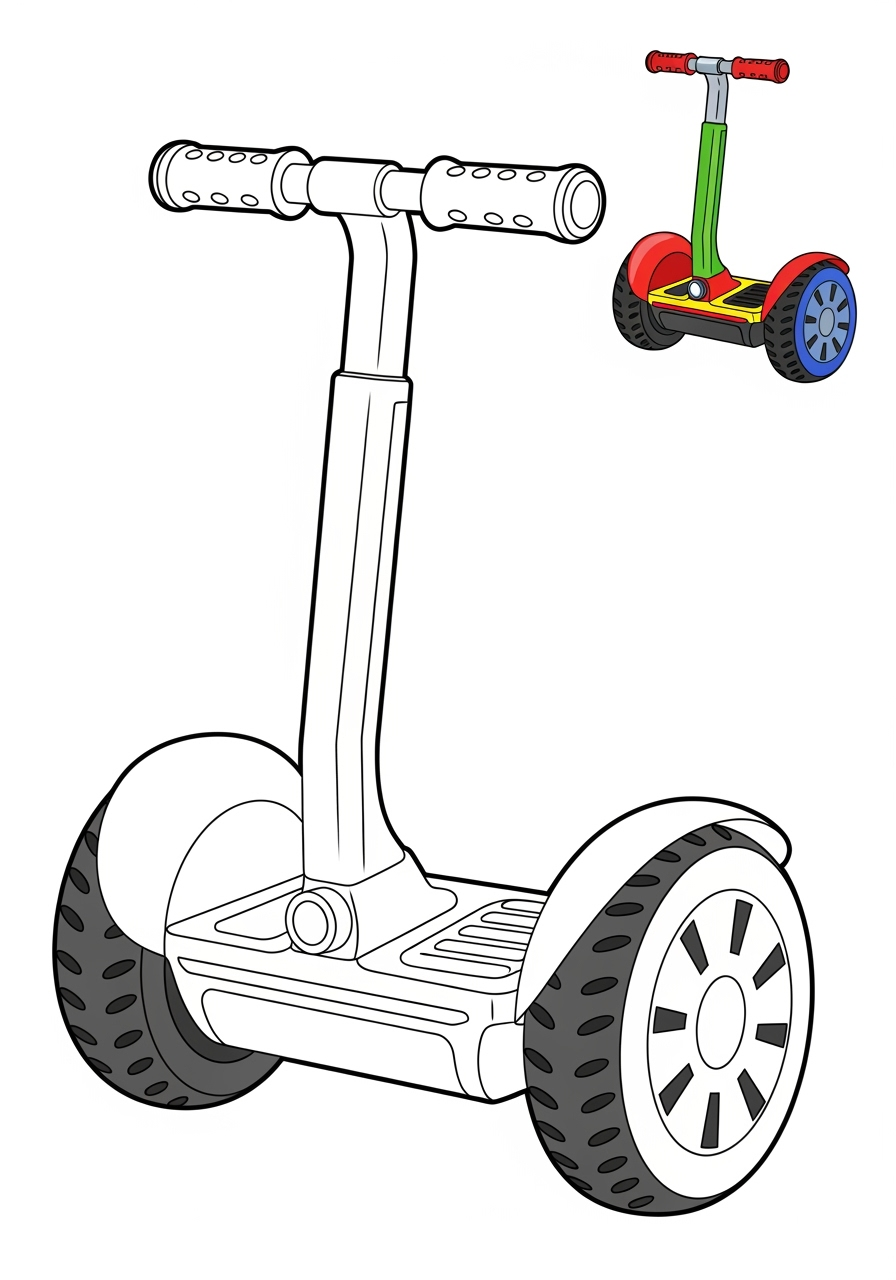 easy vehicles Two-Wheelers segway kids coloring page 1