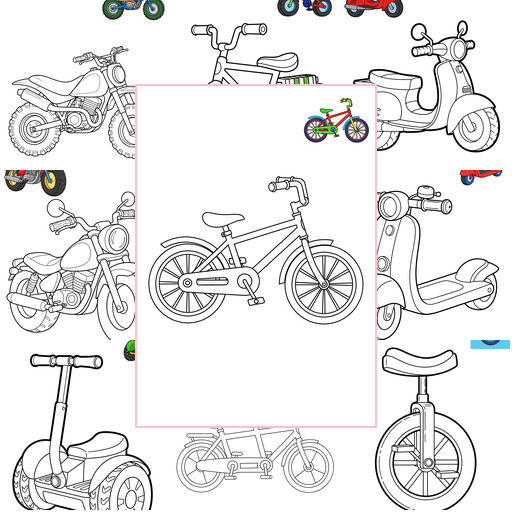 Easy Vehicles Two-Wheelers Coloring Sheets Collections Thumbnail