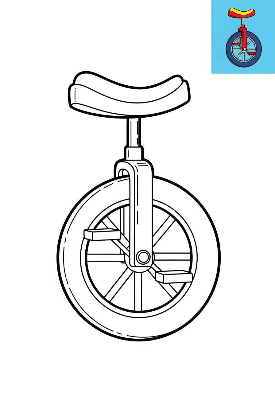 easy vehicles Two-Wheelers unicycle kids coloring page 0