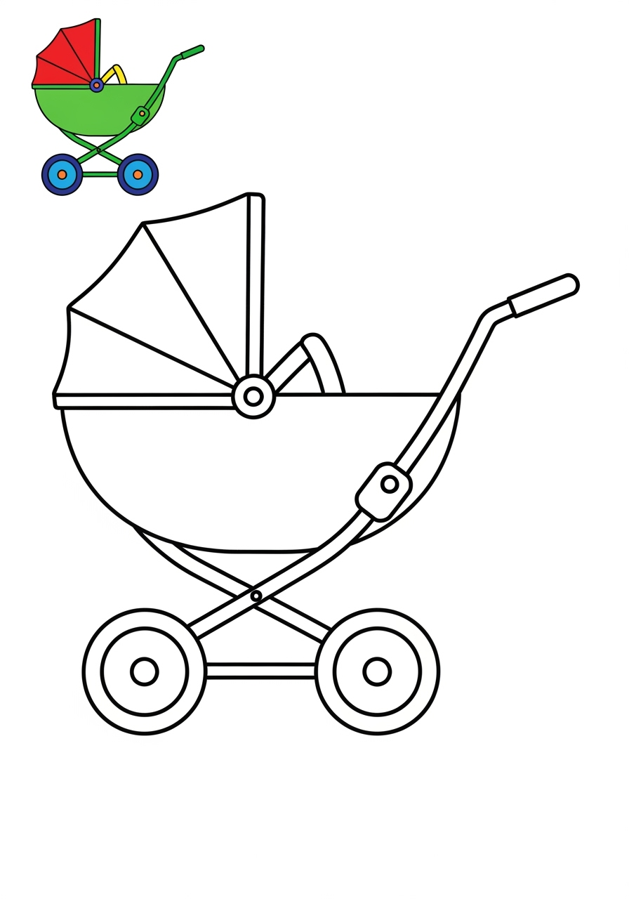easy vehicles Special Vehicles baby stroller kids coloring page 0