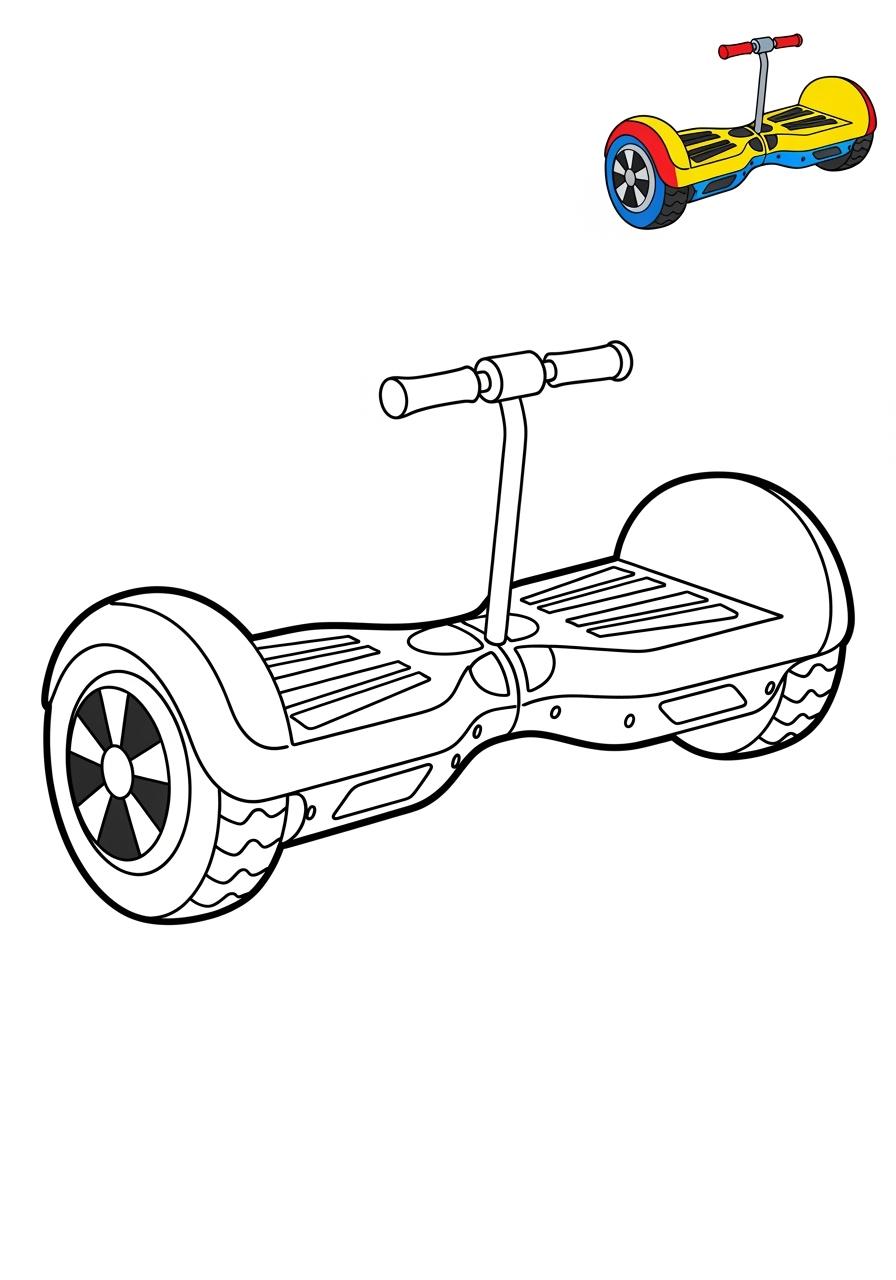 easy vehicles Special Vehicles hoverboard kids coloring page 0