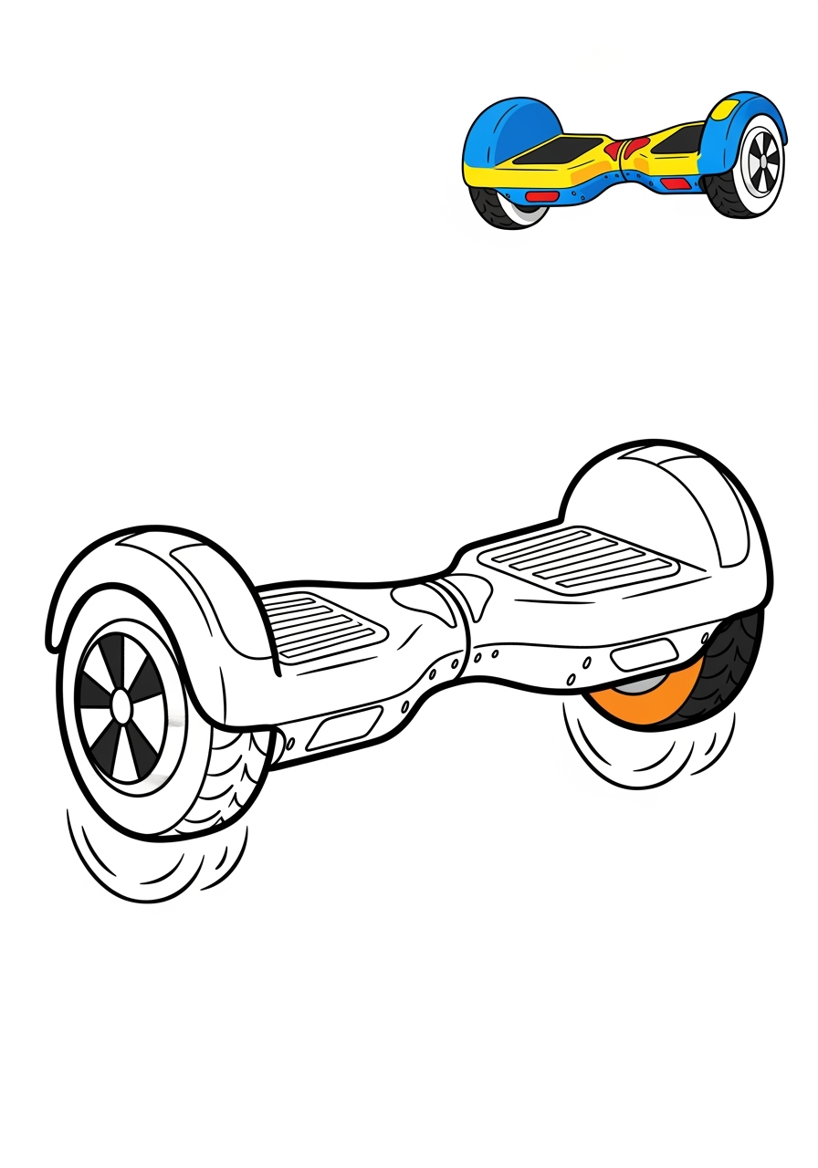 easy vehicles Special Vehicles hoverboard kids coloring page 1