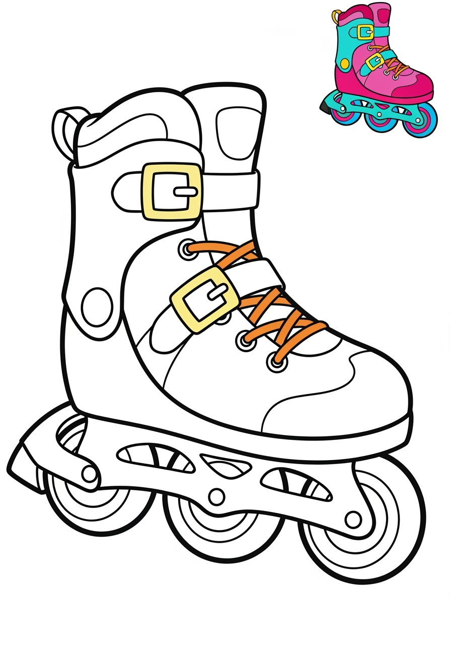 easy vehicles Special Vehicles rollerblades kids coloring page 0