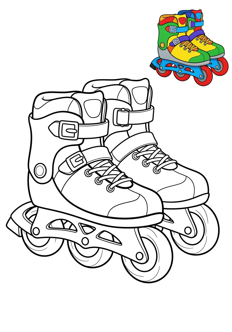 easy vehicles Special Vehicles rollerblades kids coloring page 1