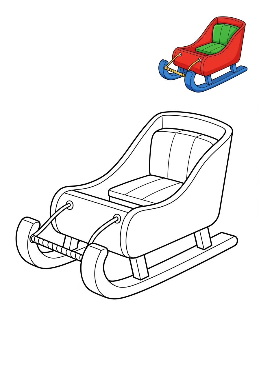 easy vehicles Special Vehicles sled kids coloring page 0