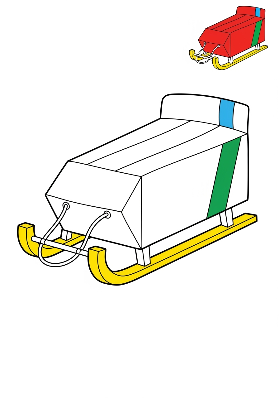 easy vehicles Special Vehicles sled kids coloring page 1