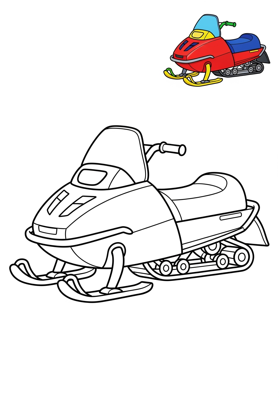 easy vehicles Special Vehicles snowmobile kids coloring page 0