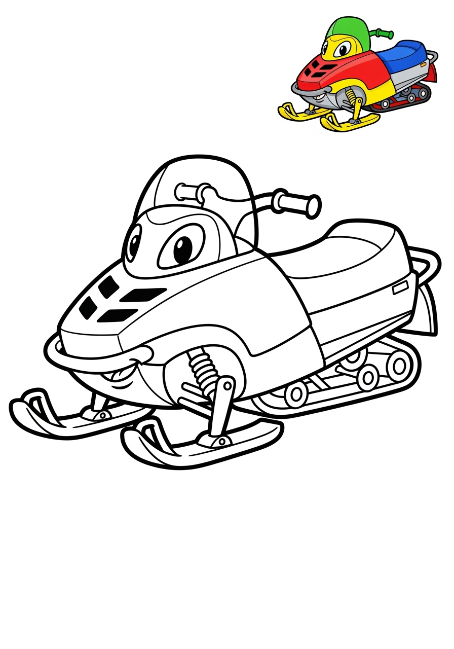 easy vehicles Special Vehicles snowmobile kids coloring page 1