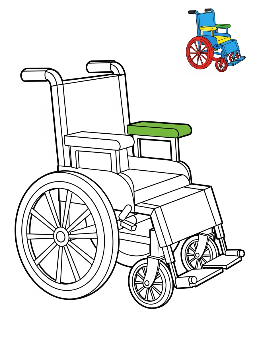 easy vehicles Special Vehicles wheelchair kids coloring page 0