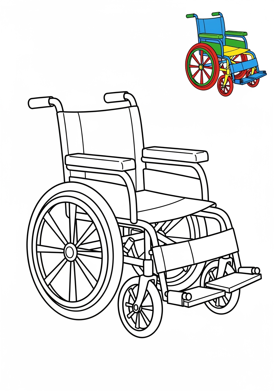 easy vehicles Special Vehicles wheelchair kids coloring page 1