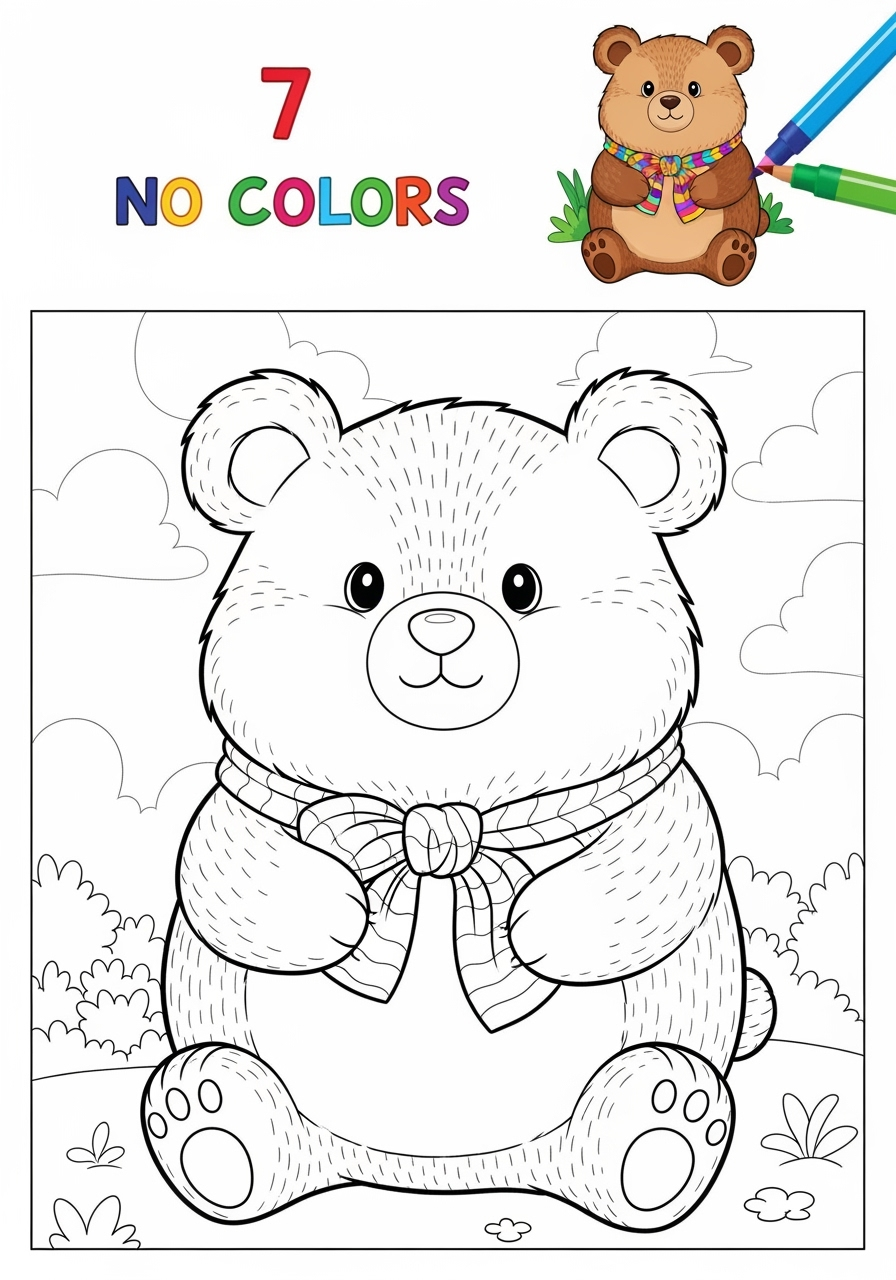medium animals Mammals (Common) bear kids coloring page 0
