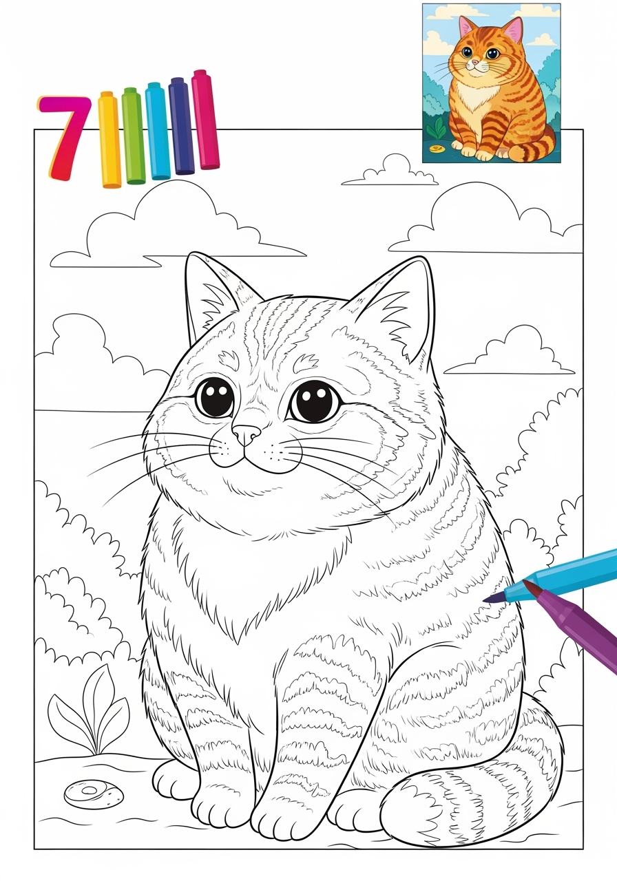 medium animals Mammals (Common) cat kids coloring page 0
