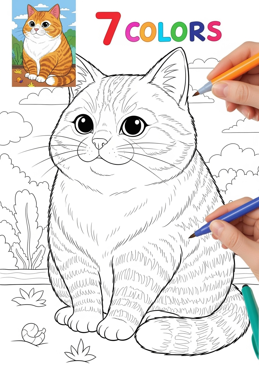 medium animals Mammals (Common) cat kids coloring page 1