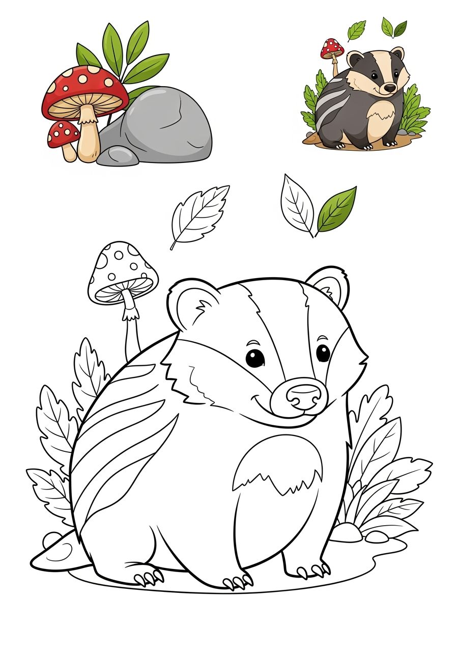 medium animals Miscellaneous & Less Common badger kids coloring page 0